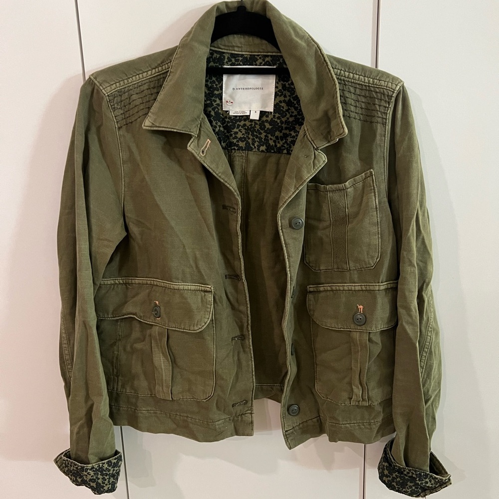 Anthropologie green military jacket